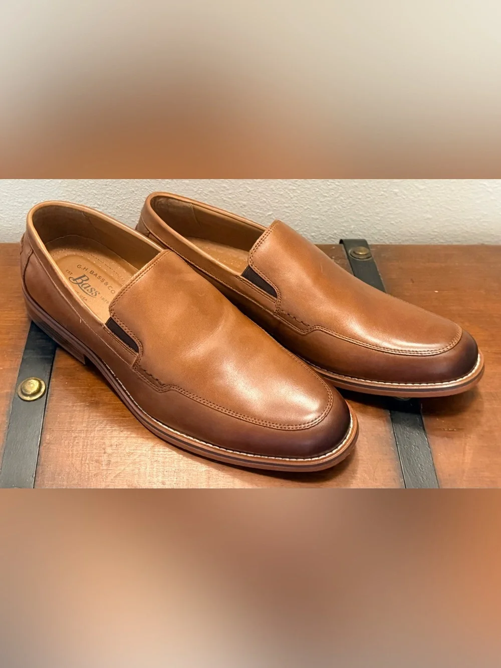 G.H. Bass & Co. Leather Slip-On Loafers in Cognac Brown